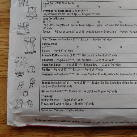 Vintage Doll Clothes Sewing Pattern Dress 12" to 22" Dolls Simplicity 9286 UNCUT - Picture 7 of 9